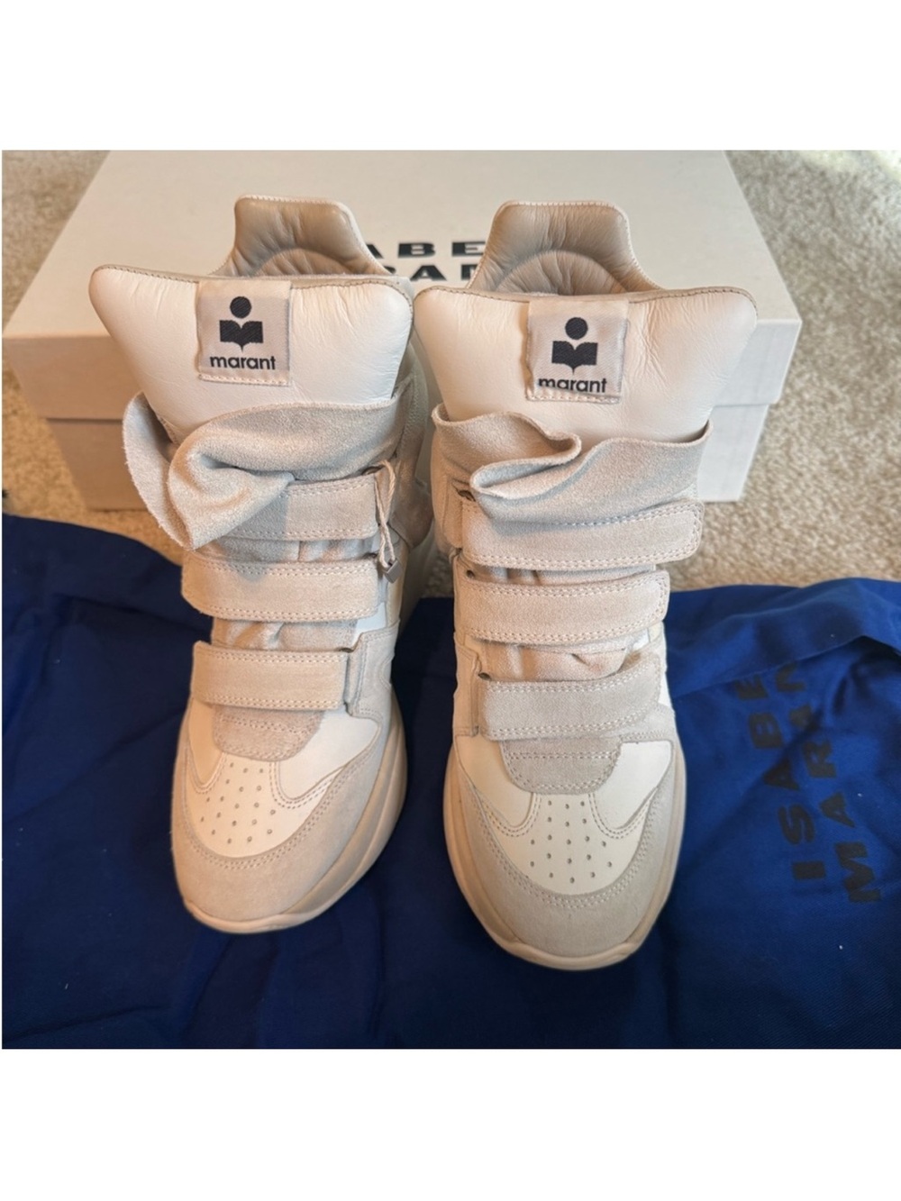 Isabel Marant Cream High-Top Velcro Sneakers